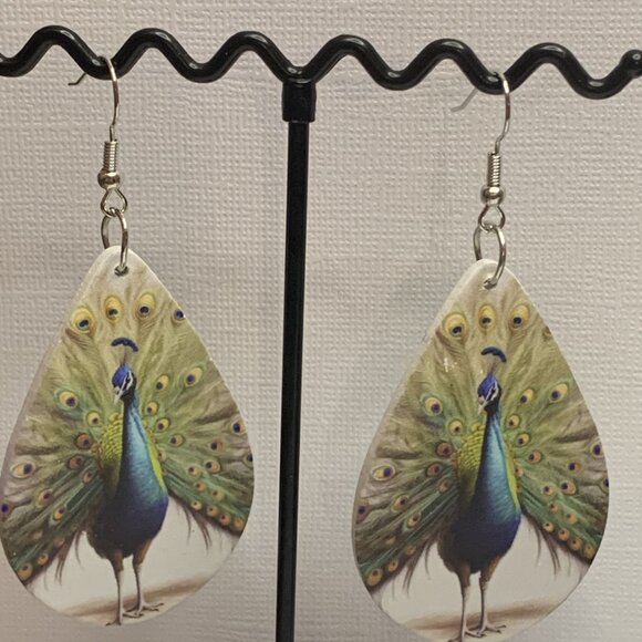 Peacock Earring, Peacock Jewelry, Bird Earring, Silly Earring, Gift Idea, Bird - Picture 4 of 5